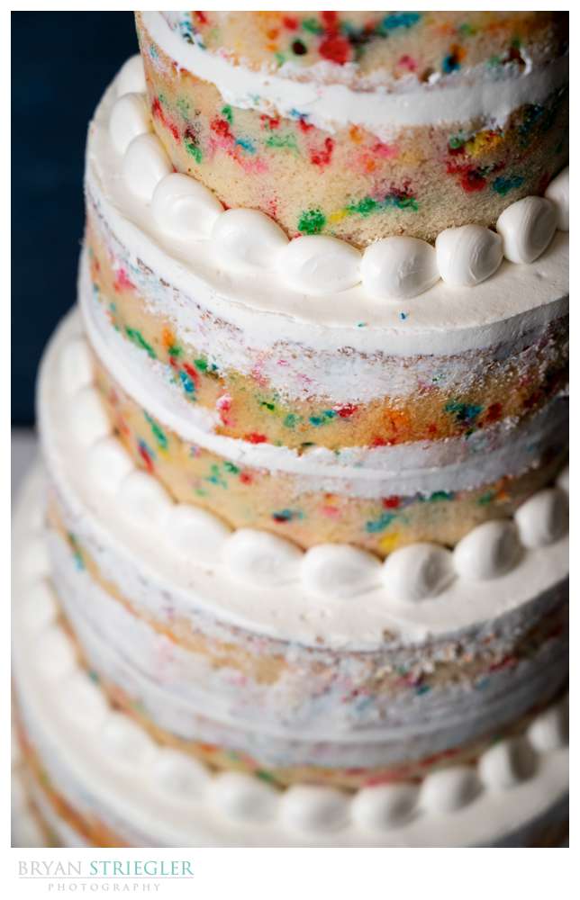 Naked confetti wedding cake